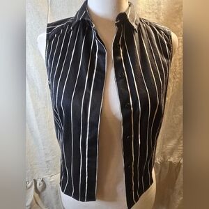 Alice + Olivia Black and White Striped Sleeveless Top